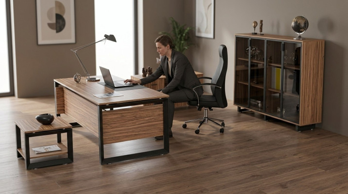 Kantoormeubel bureau ladekast archiefkast salontafel inrichting 4-delig.