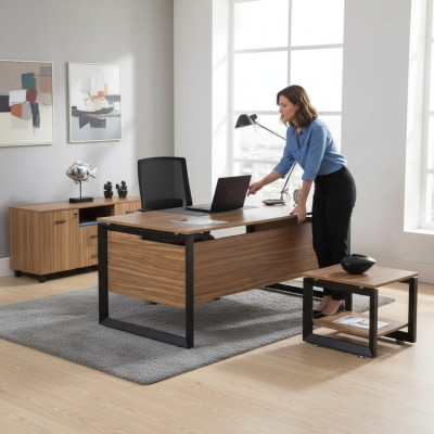 Ontwerper Bruin Bureau Luxe Kantoormeubelen Hout Stijlvolle Inrichting