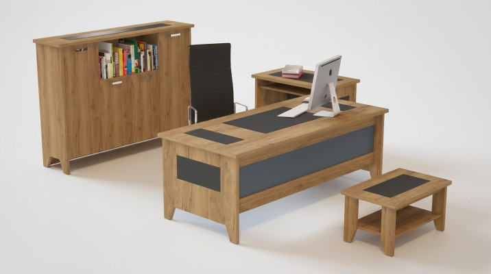 Hoogwaardige, elegante kantoorset in moderne stijl van stevig hout.