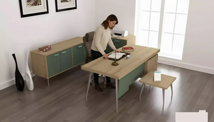 Kantoorinrichting 4-delige set bureau archiefkast dressoir salontafel