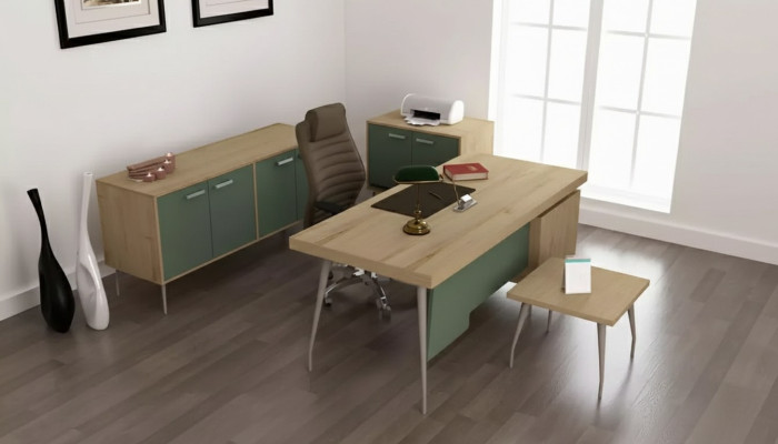 Kantoorinrichting 4-delige set bureau archiefkast dressoir salontafel