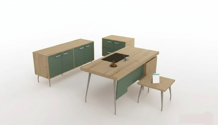 Kantoorinrichting 4-delige set bureau archiefkast dressoir salontafel
