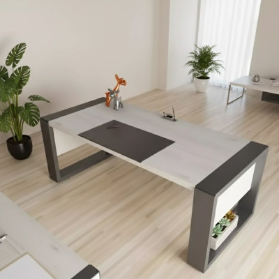 Moderne witte bureau ontwerper kantoormeubels houten tafel thuiskantoor