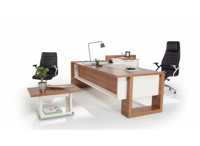 Chef Tafel Bureau Bruin Kantoor Tafels Set Kantoor Inrichting 3-dlg Compleet