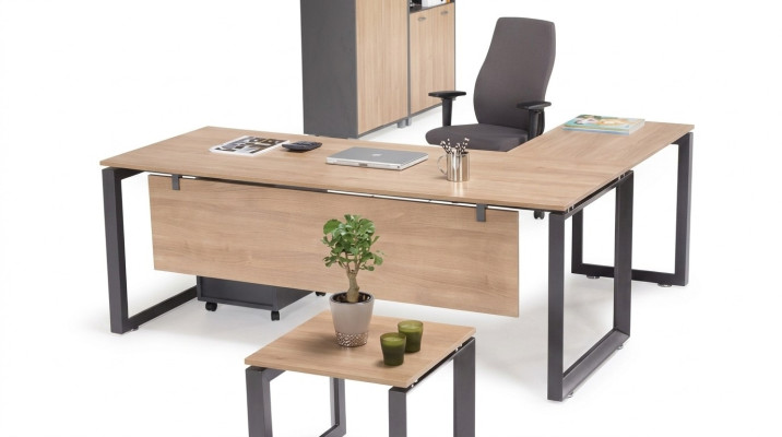 Exclusief hoekbureau kantoormeubels bruin hoektafel thuiskantoor nieuw