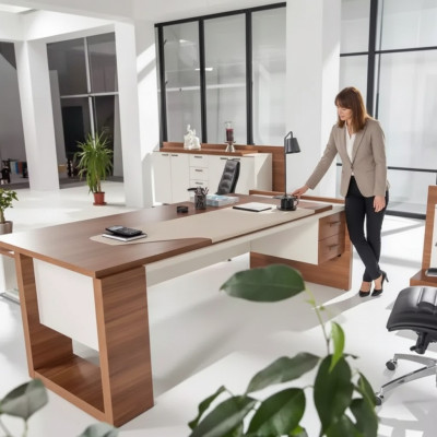Moderne bureau Luxe kantoormeubilair Bruin hout Laden Exclusief