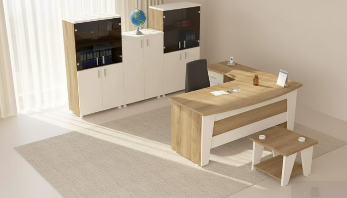 Kantoormeubilair Hoekbureau Bureau Salontafel 3x Archiefkasten 6-delig