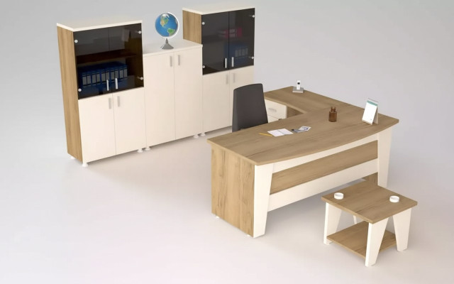 Kantoormeubilair Hoekbureau Bureau Salontafel 3x Archiefkasten 6-delig