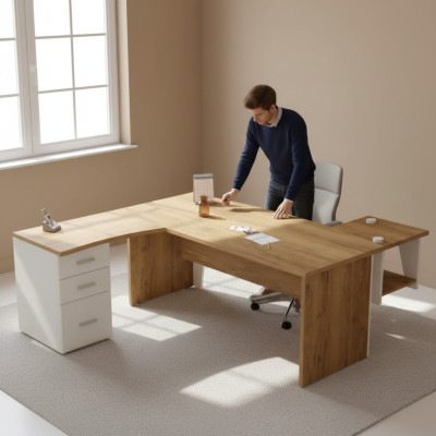 Bruin hoekbureau Exclusief design Bureau Werkkamer Meubels