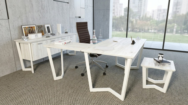 Schrijftafel kantoorkast hoekbureau kantoorset archiefkast 3-delig.