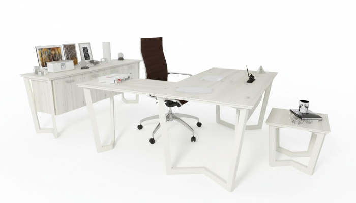 Schrijftafel kantoorkast hoekbureau kantoorset archiefkast 3-delig.
