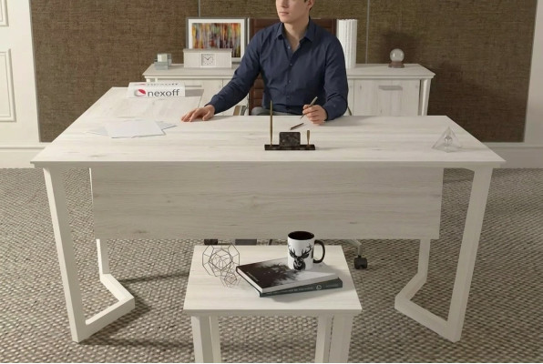 Moderne witte bureau Luxe hoektafel Houten meubilair Kantoor Nieuw