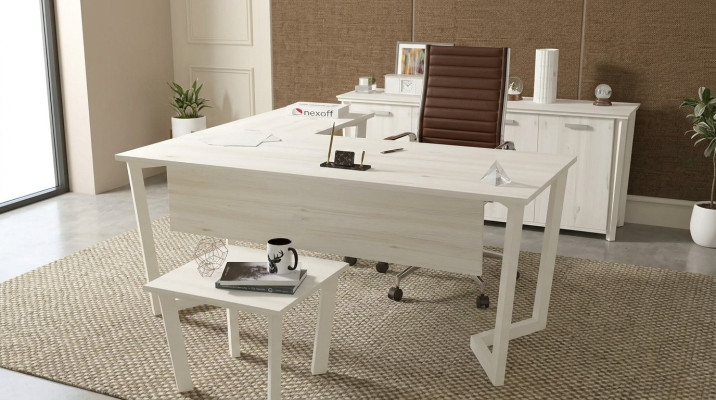 Moderne witte bureau Luxe hoektafel Houten meubilair Kantoor Nieuw