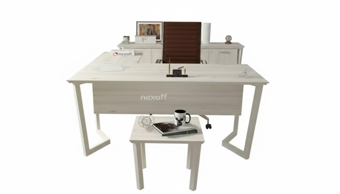 Moderne witte bureau Luxe hoektafel Houten meubilair Kantoor Nieuw