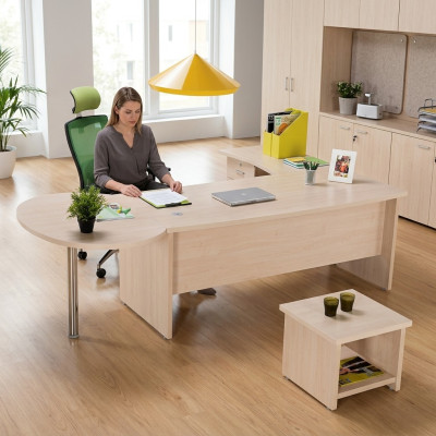 Modern kantoormeubel set met hoekbureau en dressoir: efficiëntie ontmoet stijl.