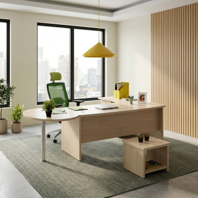 Modern kantoormeubel set met hoekbureau en dressoir: efficiëntie ontmoet stijl.
