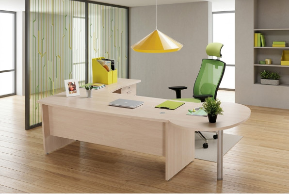 Moderne kantoor Exclusieve beige hoekbureau Bureau ladekast 2dlg.