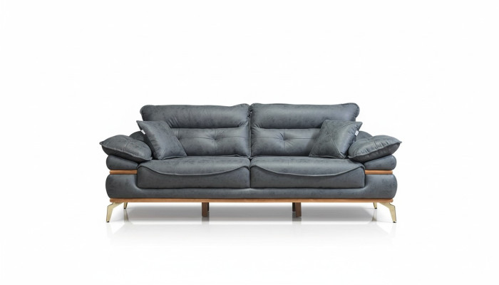 Modern design grijze woonkamer met 3-zitsbank en nieuwe fauteuil