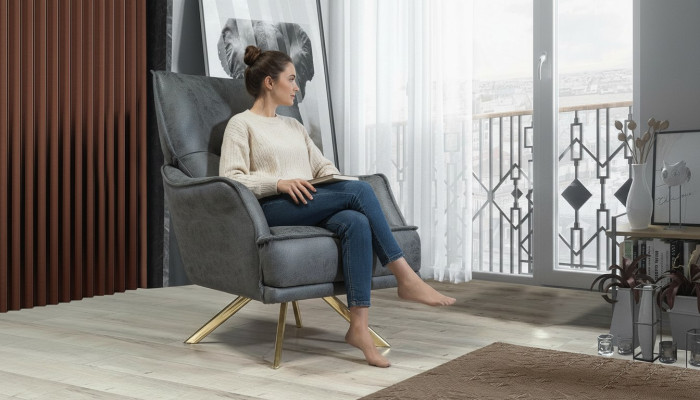 Grijze eenzits Exclusieve fauteuil Loungeclub 1-zits Luxe eenzits
