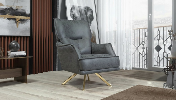 Grijze eenzits Exclusieve fauteuil Loungeclub 1-zits Luxe eenzits
