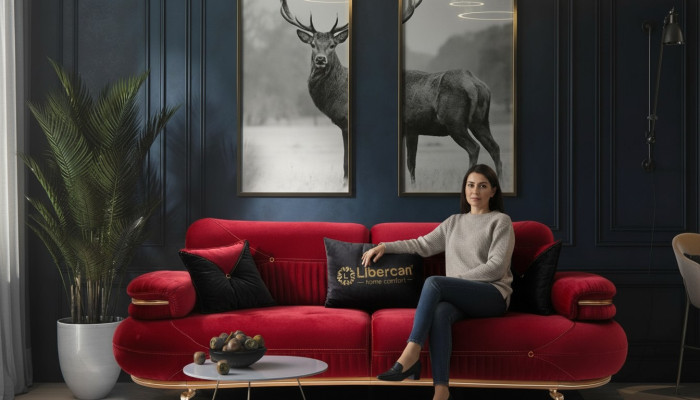 Exclusieve 3-zits stoffen bank moderne textielmeubels rode kleur nieuw