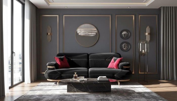 Exclusieve 3-zitsbank modern nieuw textieldesign woonkamer