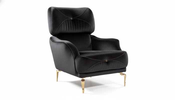 Exclusieve textiel fauteuil Zwart Eenpersoonsbank Moderne bekleding nieuw