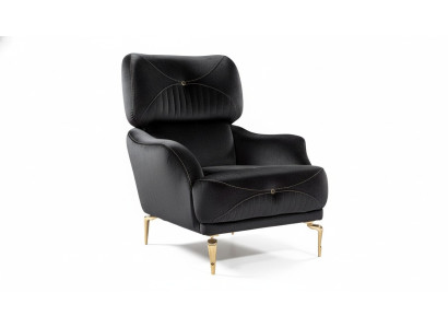 Exclusieve textiel fauteuil Zwart Eenpersoonsbank Moderne bekleding nieuw