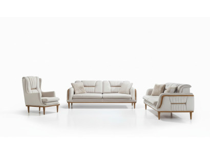 Modern wit luxe bankstel voor woonkamer en 1-zits fauteuil