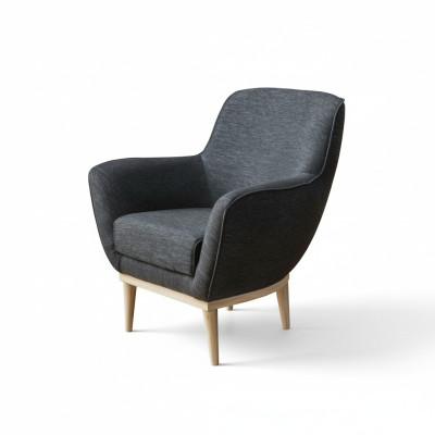 Grijze exclusieve textiel fauteuil gestoffeerde meubels eenpersoons woonkamer