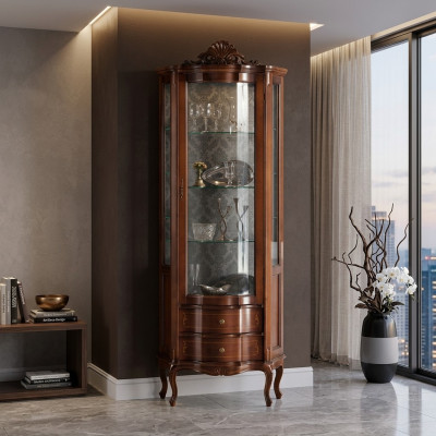 Luxe hoogwaardige vitrine van bruin hout Klassieke meubels