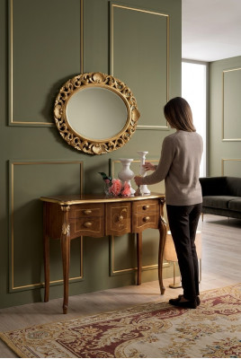 Klassieke console tafel Bruine houten tafel Woonkamer design meubels