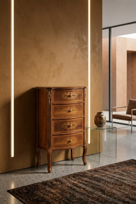 Klassieke luxe ladekast Bruin hout Woonkamer meubel Ontwerp Nieuw