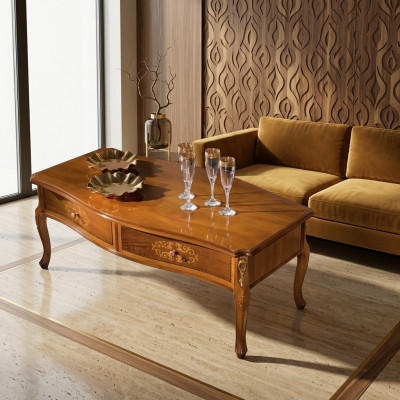 Klassieke bruine houten salontafel luxe design lade tafel nieuw