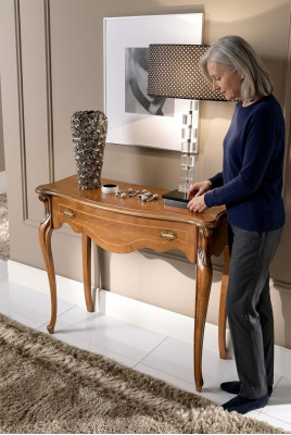 Bruine luxe consoletafel met lade Houten meubels Slaapkamerontwerp Nieuw