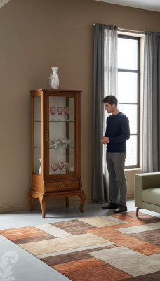 Houten meubels Glazen vitrinekasten Woonkamer Klassieke meubels Vitrinekast