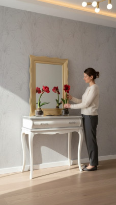 Witte ontwerper-console tafel Klassieke houten tafel Slaapkamermeubels