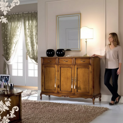 Dressoir bruine houten kast klassieke stijl woonkamer commode commodes
