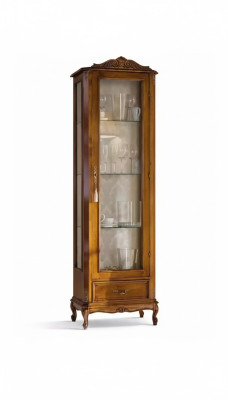 klassieke bruine kast met laden, glazen designerhout nieuw