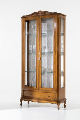Luxe glazen vitrinekasten van bruin hout Klassieke meubels vitrinekast