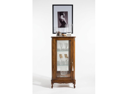 Klassieke bruine vitrine Luxe glazen kast Ontwerper houten meubilair Woonkamer