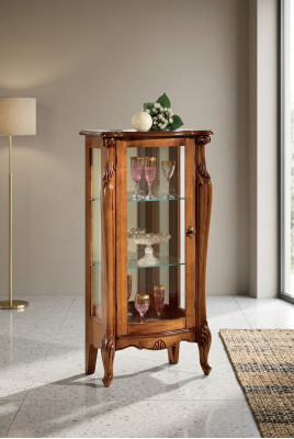 Klassieke bruine glazen vitrine Luxe houten meubelen Glazen deur Woonkamer meubels