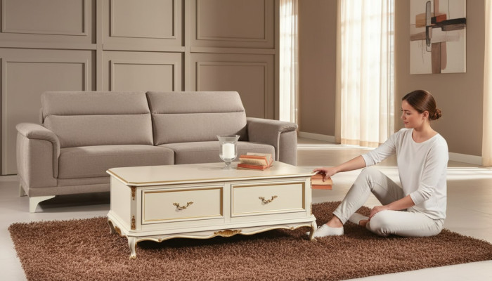 Ontwerper witte luxe salontafel voor woonkamer klassieke houten tafel