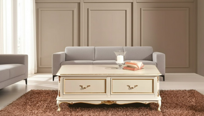Ontwerper witte luxe salontafel voor woonkamer klassieke houten tafel