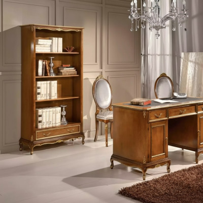 Elegante bruine houten bureaumeubel boekenkast set van 2 stuks.