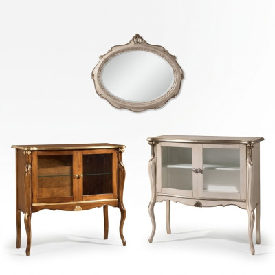 Klassieke glazen vitrine luxe opbergtafel woonkamer meubels hout