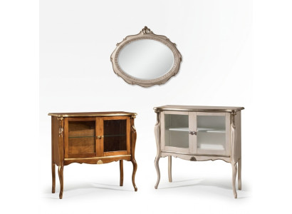 Klassieke glazen vitrine luxe opbergtafel woonkamer meubels hout