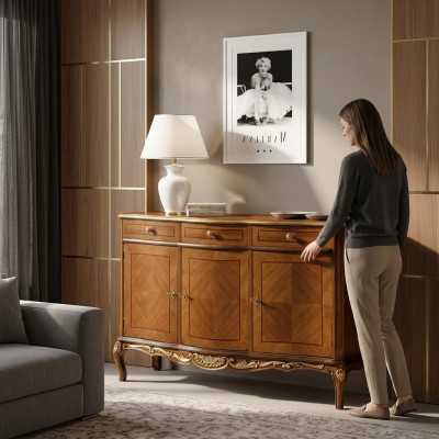 Klassieke bruine woonkamermeubels van hoge kwaliteit dressoir commode sideboards.