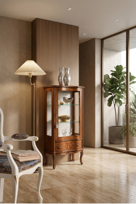 Klassieke houten glazen vitrine Luxe woonkamer designer glazen vitrine meubels.