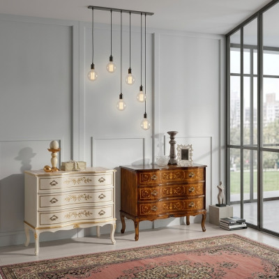 Exclusieve luxe nieuwe ladekast van bruin hout voor de woonkamer